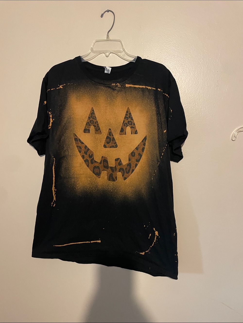 Black & Orange  Jack-O'-Lantern unisex, extra large Halloween pumpkin T-shirt
